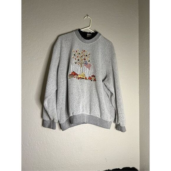 No Brand Tops - Women's Size L Dog Made In USA Bon Worth Gray Fall Sweatshirt